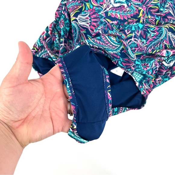 Caribbean Joe Paisley Print Side Shirred Square Neck 1 Piece Swimsuit Size 14 - Picture 8 of 10